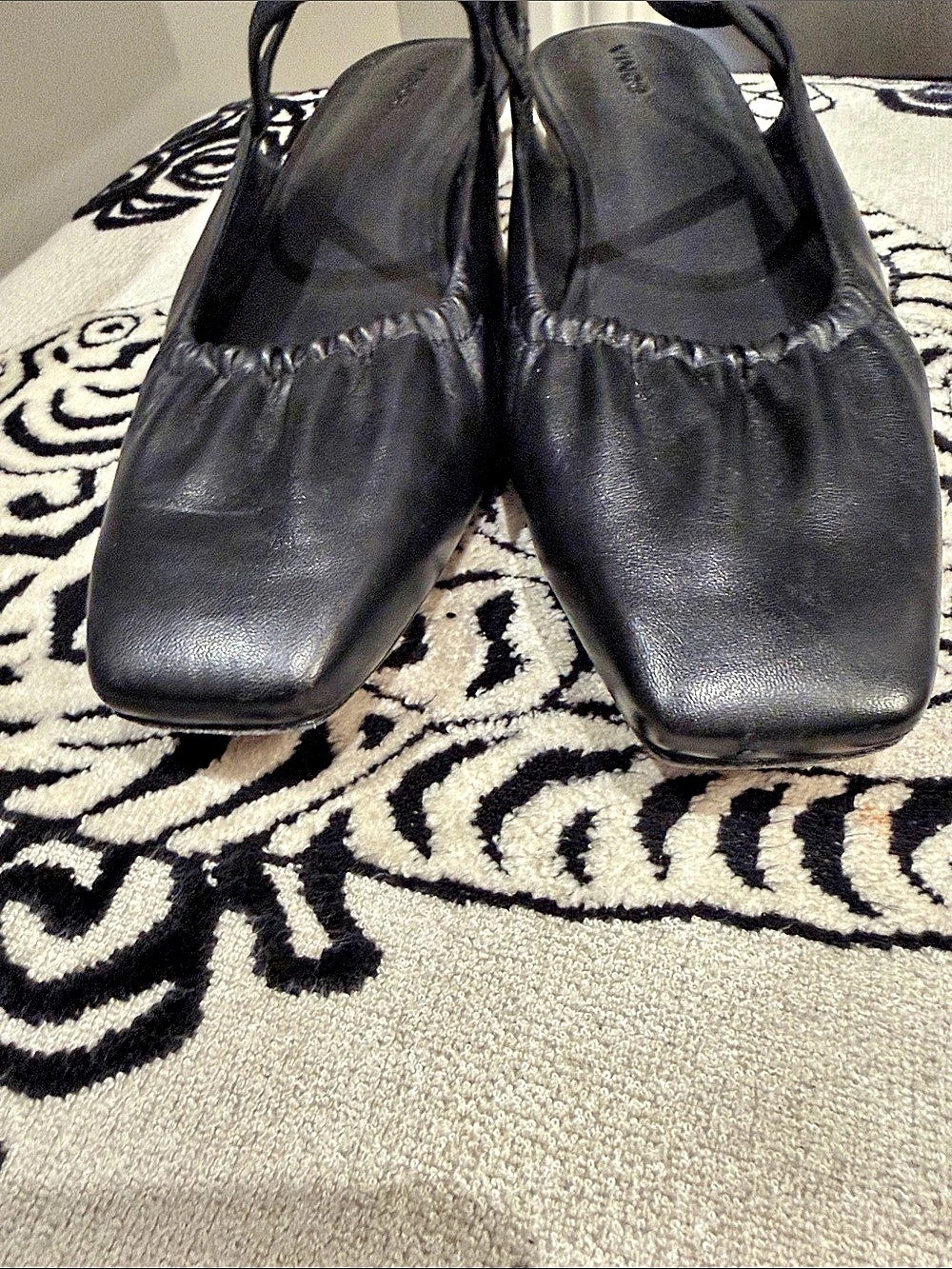 Vince Venice Slingback Flat Black Square Toe Flats